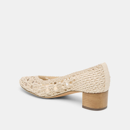 Dolce Vita Lula Ivory Multi Woven Raffia Heels