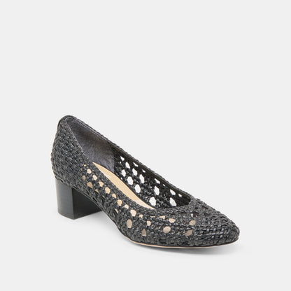 Dolce Vita Lula Black Woven Raffia Heels