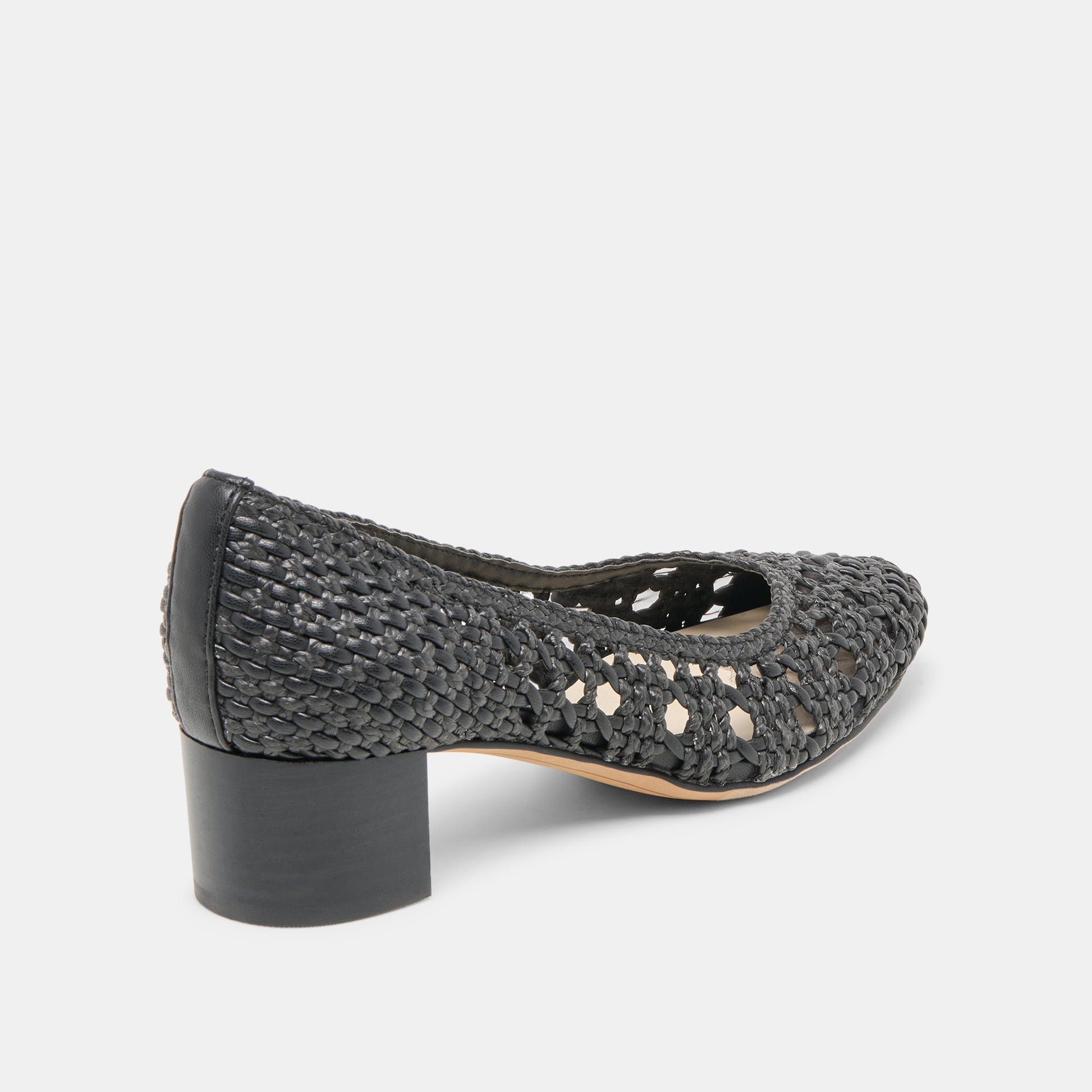 Dolce Vita Lula Black Woven Raffia Heels