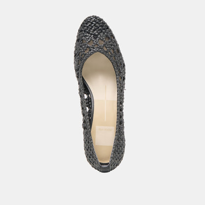 Dolce Vita Lula Black Woven Raffia Heels
