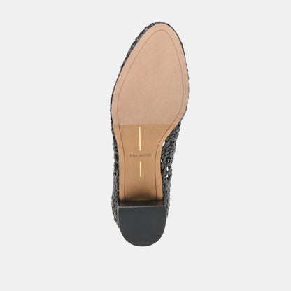 Dolce Vita Lula Black Woven Raffia Heels