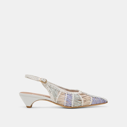 Dolce Vita Dafney White Multi Woven Leather Heels