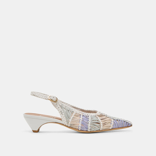 Dolce Vita Dafney White Multi Woven Leather Heels