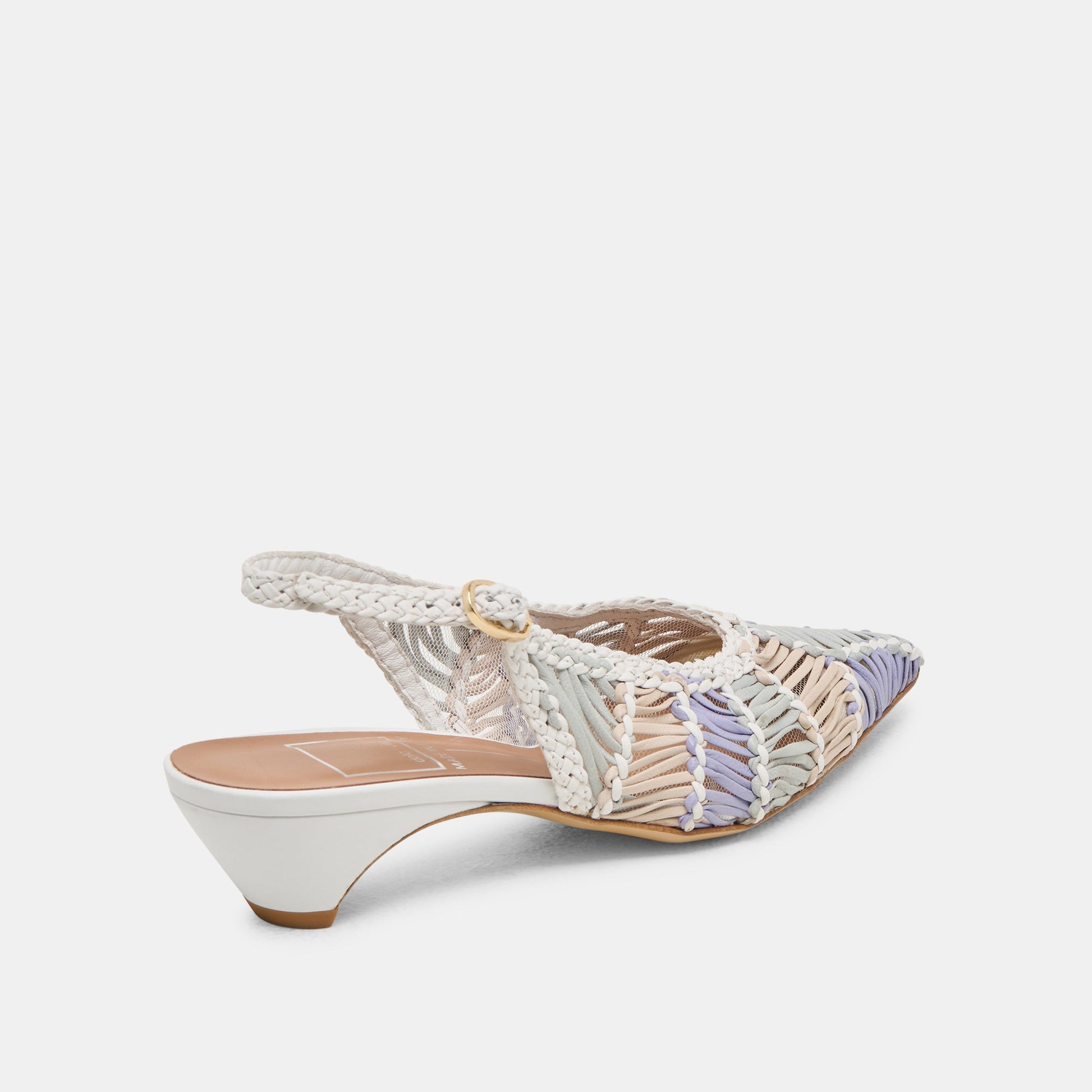 Dolce Vita Dafney White Multi Woven Leather Heels