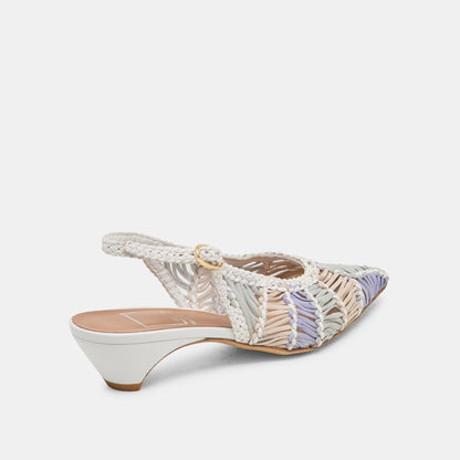 Dolce Vita Dafney White Multi Woven Leather Heels