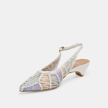 Dolce Vita Dafney White Multi Woven Leather Heels