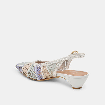 Dolce Vita Dafney White Multi Woven Leather Heels