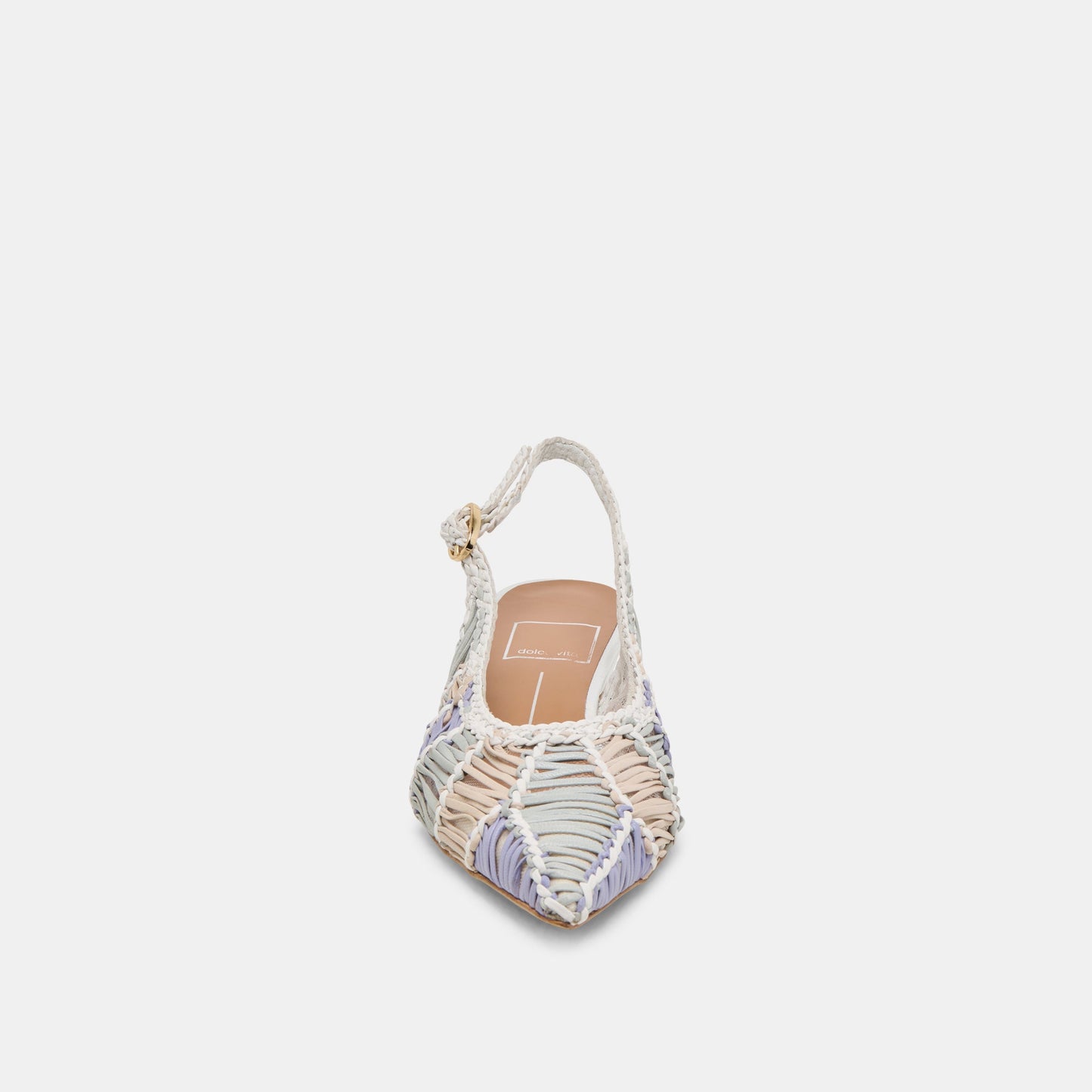 Dolce Vita Dafney White Multi Woven Leather Heels
