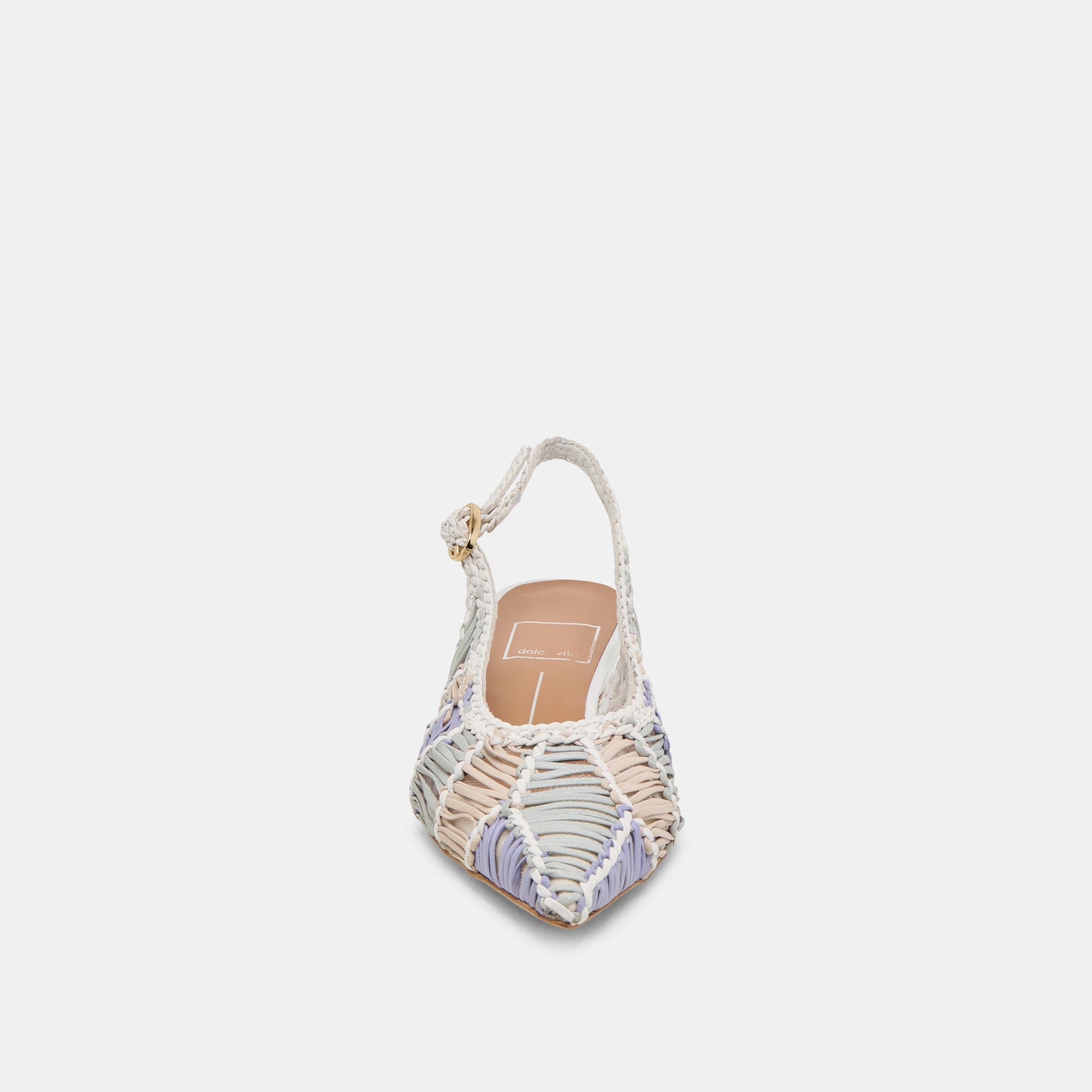 Dolce Vita Dafney White Multi Woven Leather Heels