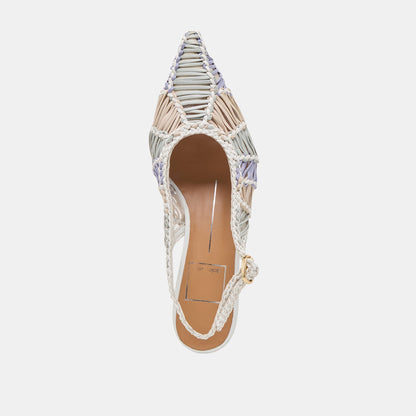 Dolce Vita Dafney White Multi Woven Leather Heels