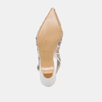 Dolce Vita Dafney White Multi Woven Leather Heels