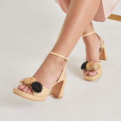 Dolce Vita OLIVEA HEELS BLACK NATURAL RAFFIA