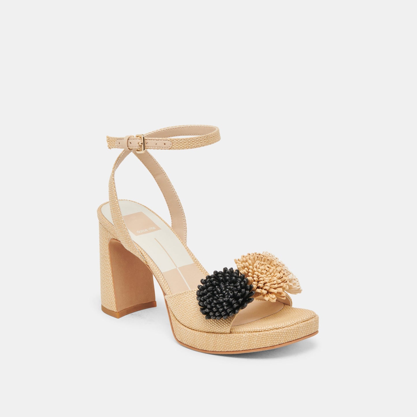 Dolce Vita OLIVEA HEELS BLACK NATURAL RAFFIA