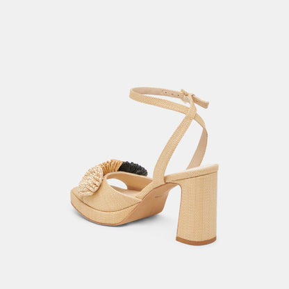 Dolce Vita OLIVEA HEELS BLACK NATURAL RAFFIA