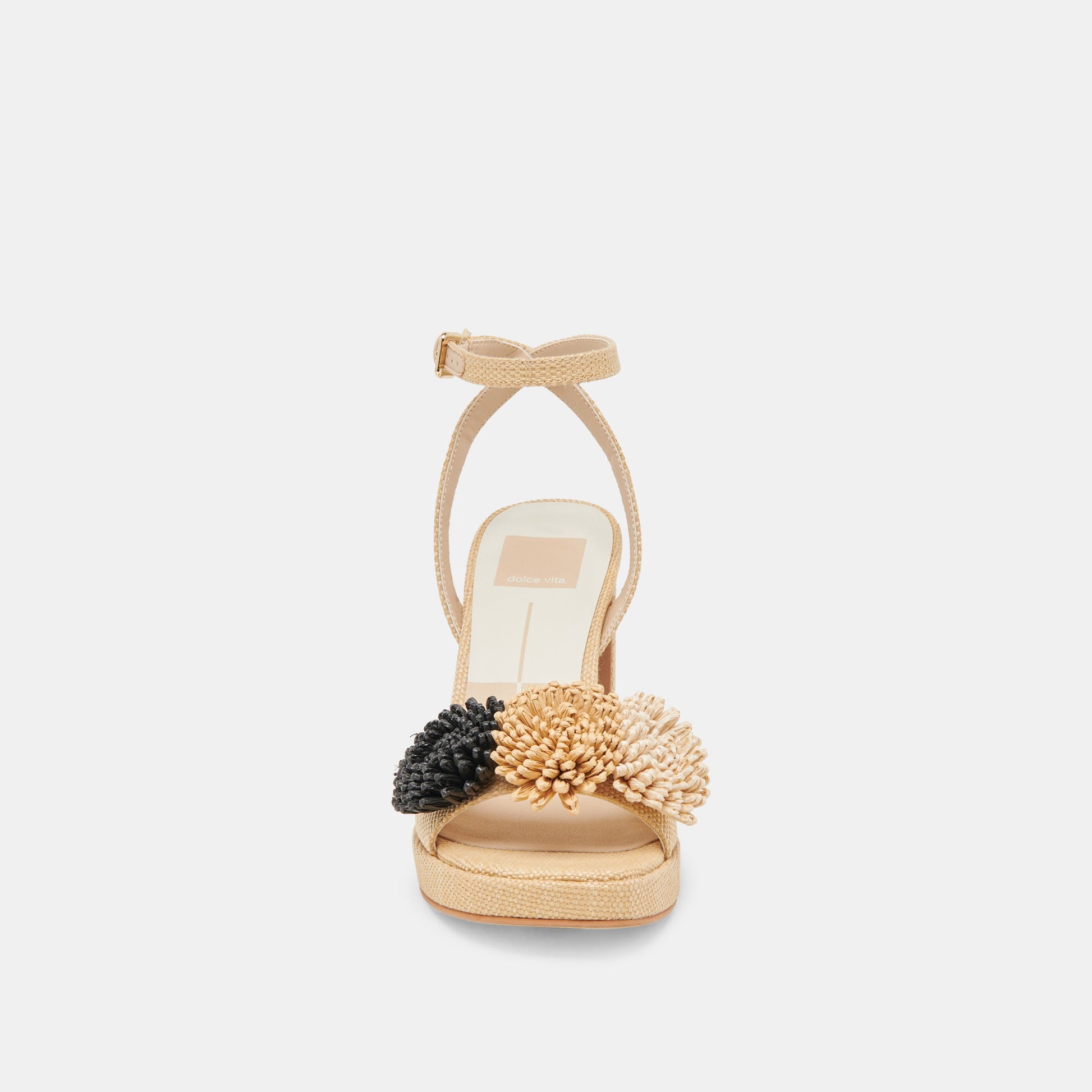 Dolce Vita OLIVEA HEELS BLACK NATURAL RAFFIA