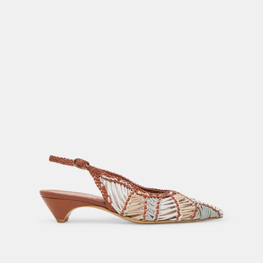 Dolce Vita Dafney Tan Multi Woven Leather Heels