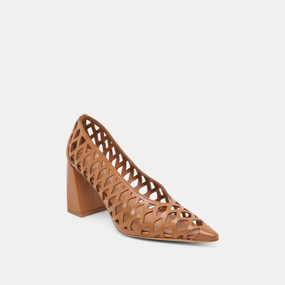 Dolce Vita Tanya Cognac Woven Leather Heels