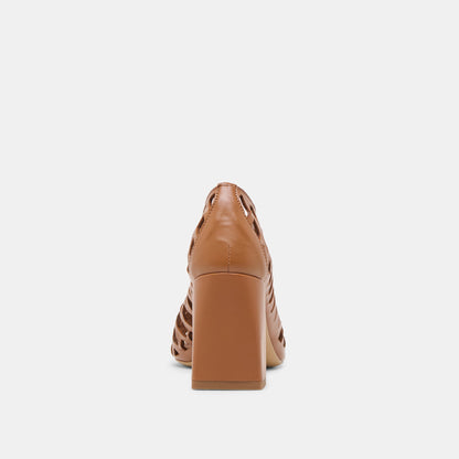 Dolce Vita Tanya Cognac Woven Leather Heels