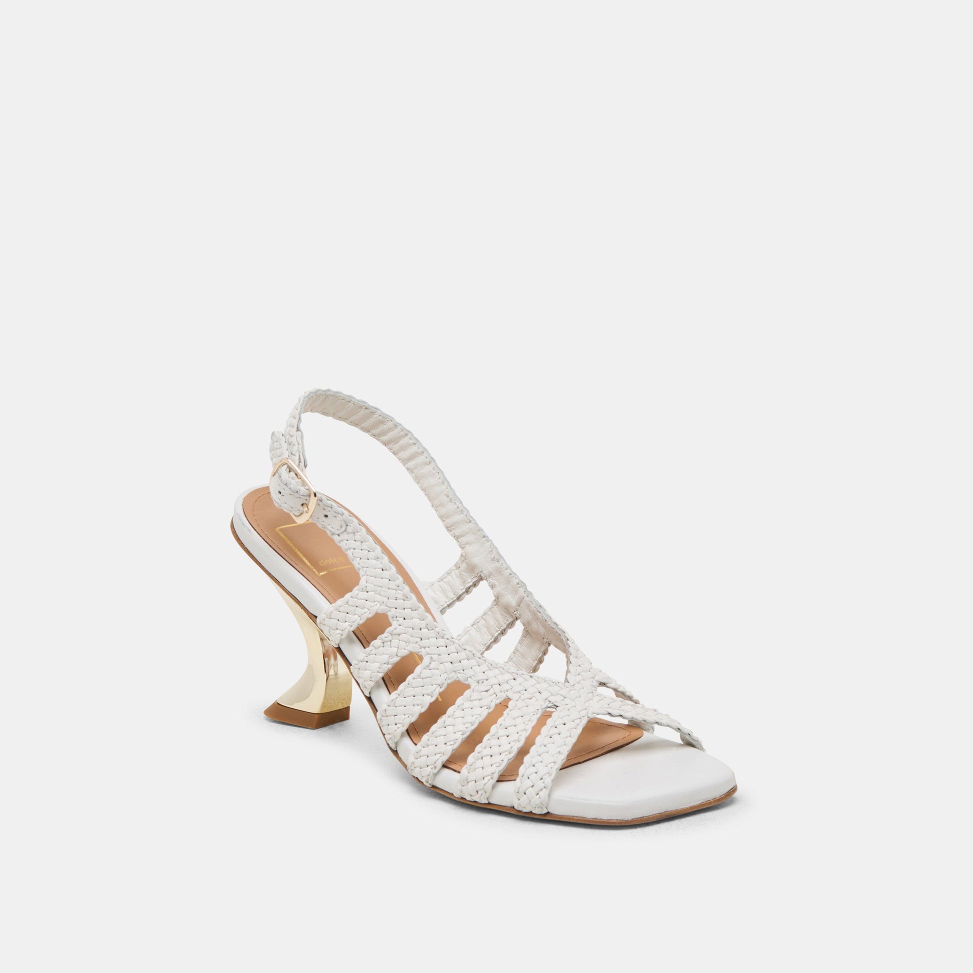 Dolce Vita SICILY HEELS WHITE WOVEN LEATHER