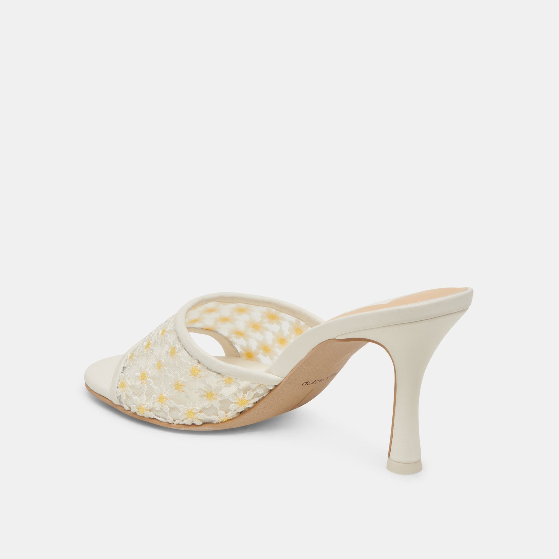 Dolce Vita LAVENA FLORAL HEELS WHITE YELLOW FLORAL MESH