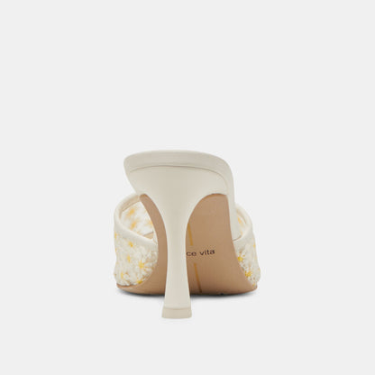 Dolce Vita LAVENA FLORAL HEELS WHITE YELLOW FLORAL MESH