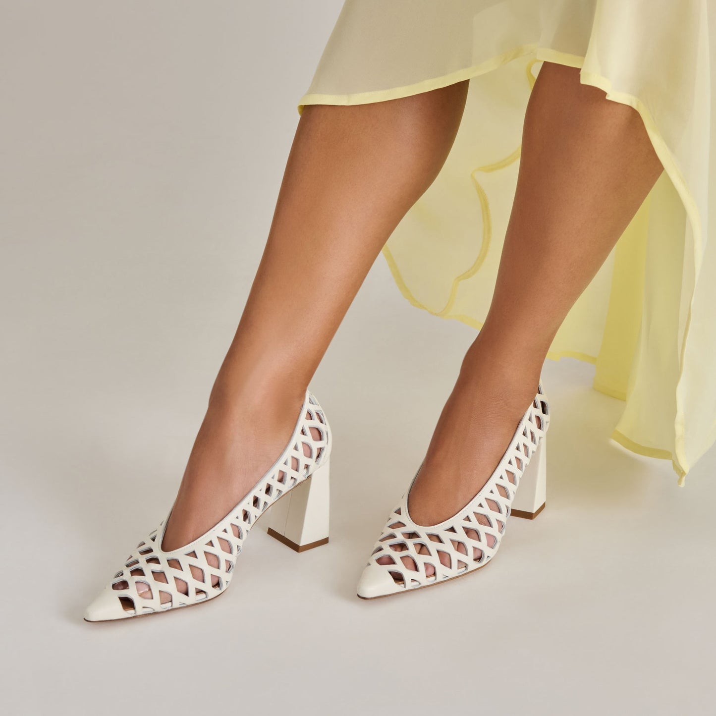 Dolce Vita Tanya Bone Woven Leather Heels