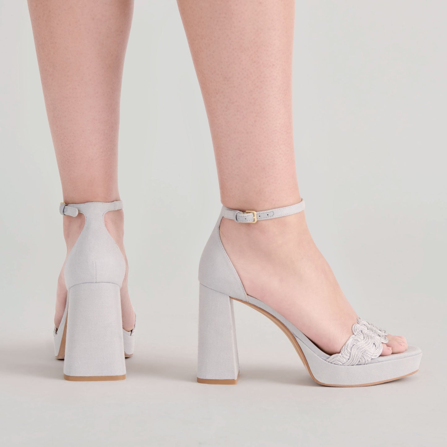 Dolce Vita PELTIN HEELS GREY WOVEN RAFFIA