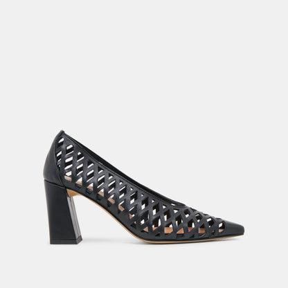 Dolce Vita Tanya Black Woven Leather Heels