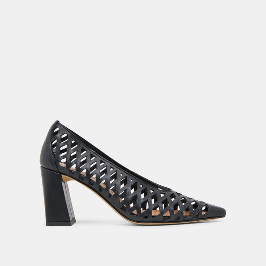Dolce Vita Tanya Black Woven Leather Heels