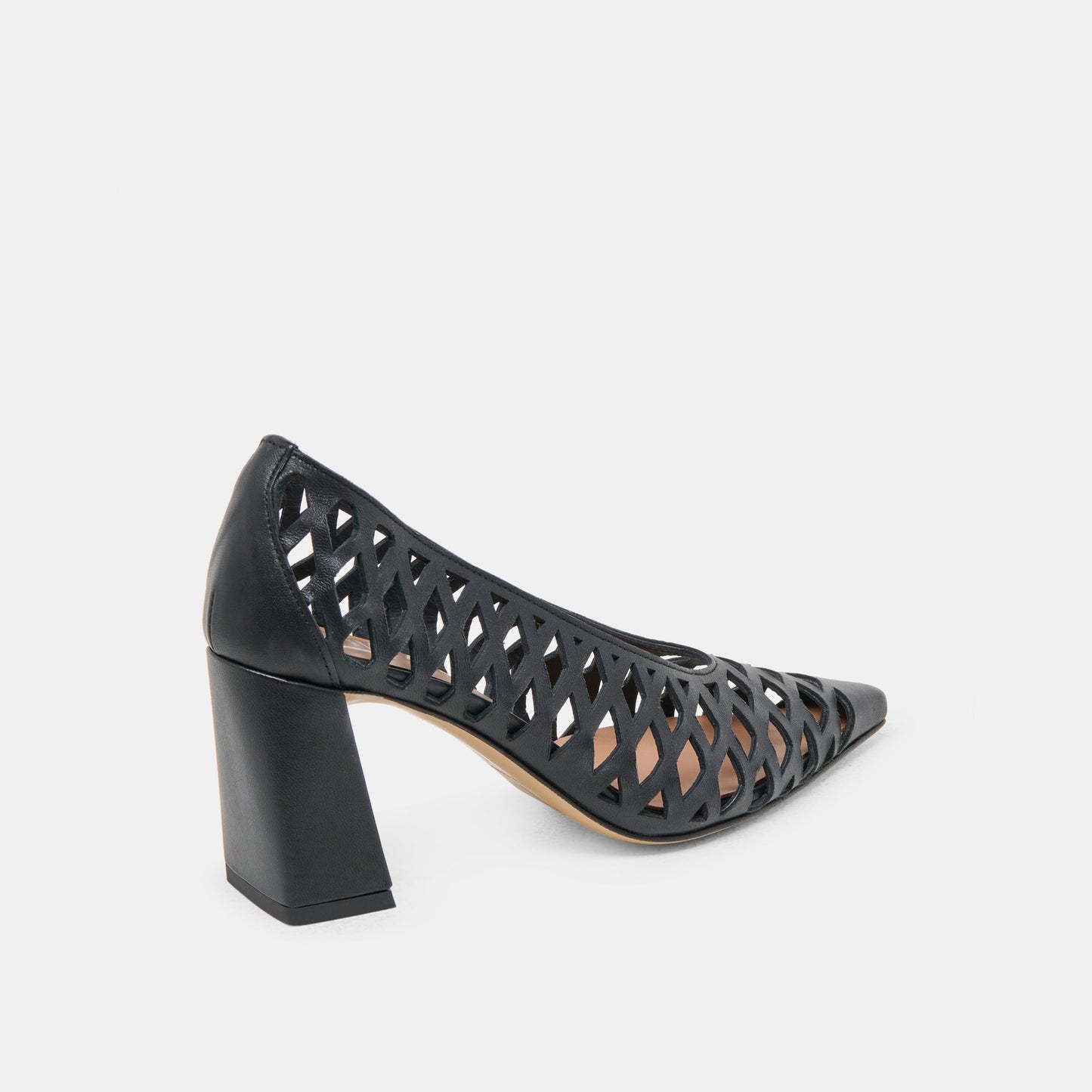Dolce Vita Tanya Black Woven Leather Heels