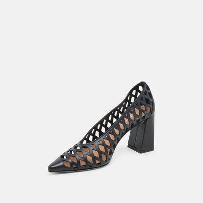 Dolce Vita Tanya Black Woven Leather Heels