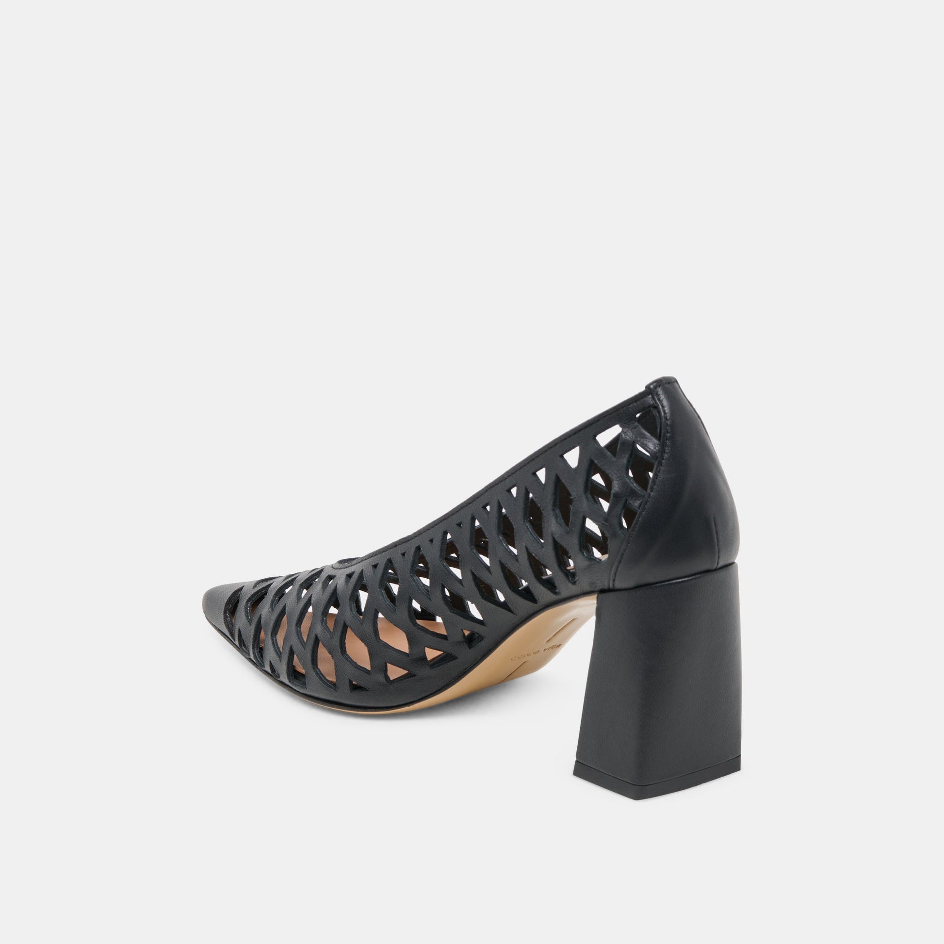 Dolce Vita Tanya Black Woven Leather Heels