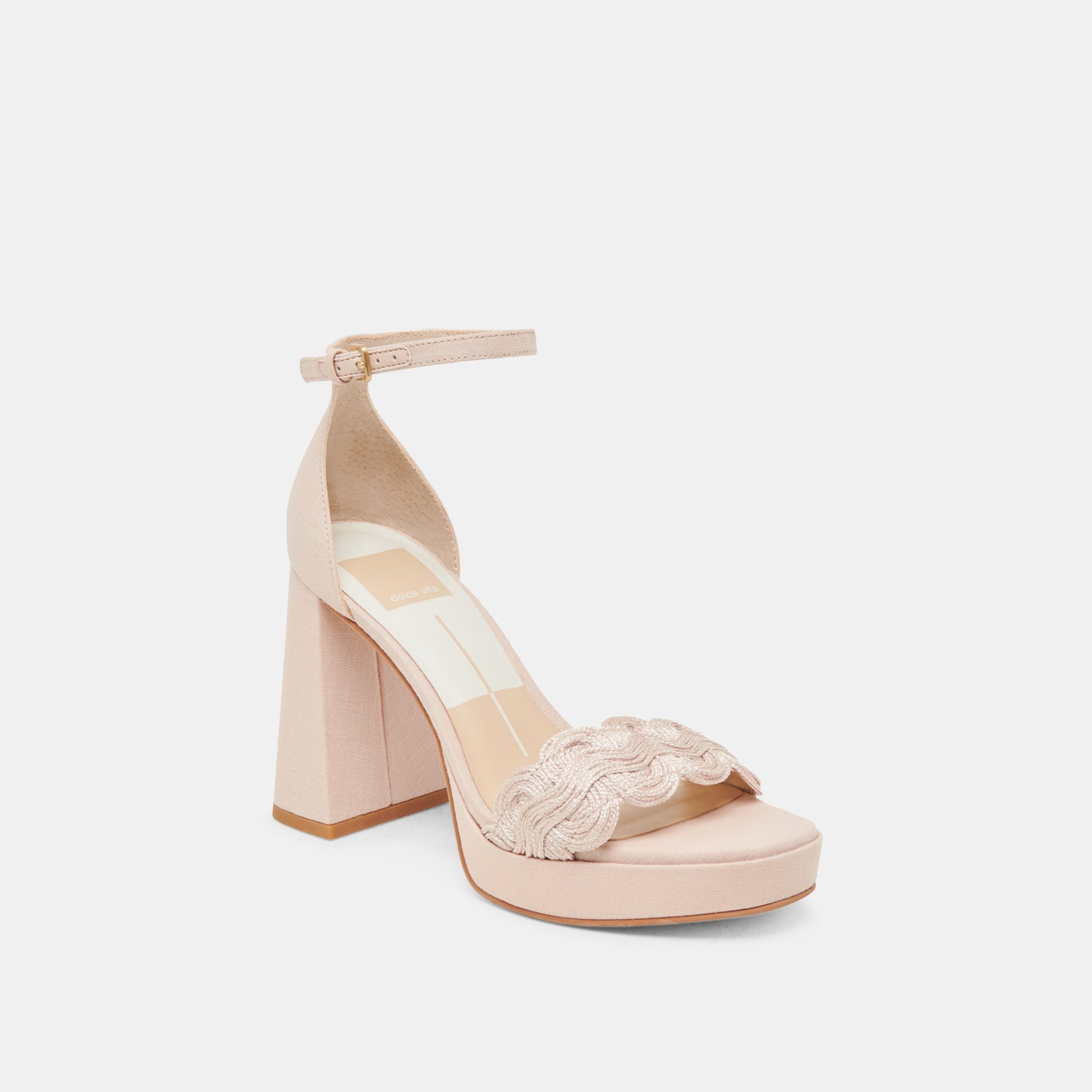 Dolce Vita PELTIN HEELS LIGHT PINK WOVEN RAFFIA