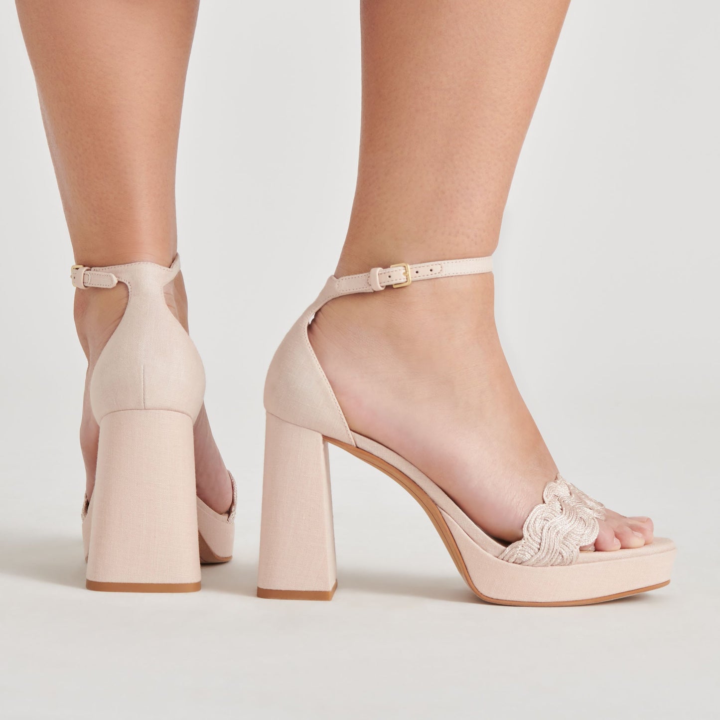 Dolce Vita PELTIN HEELS LIGHT PINK WOVEN RAFFIA