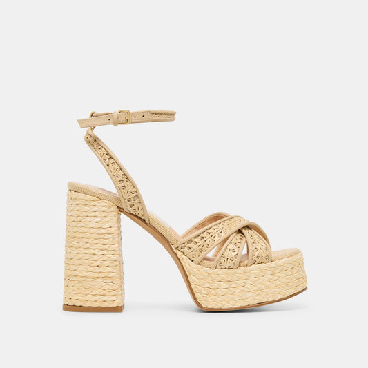 Dolce Vita Danila Lt Natural Cross Hatch Raffia Heels