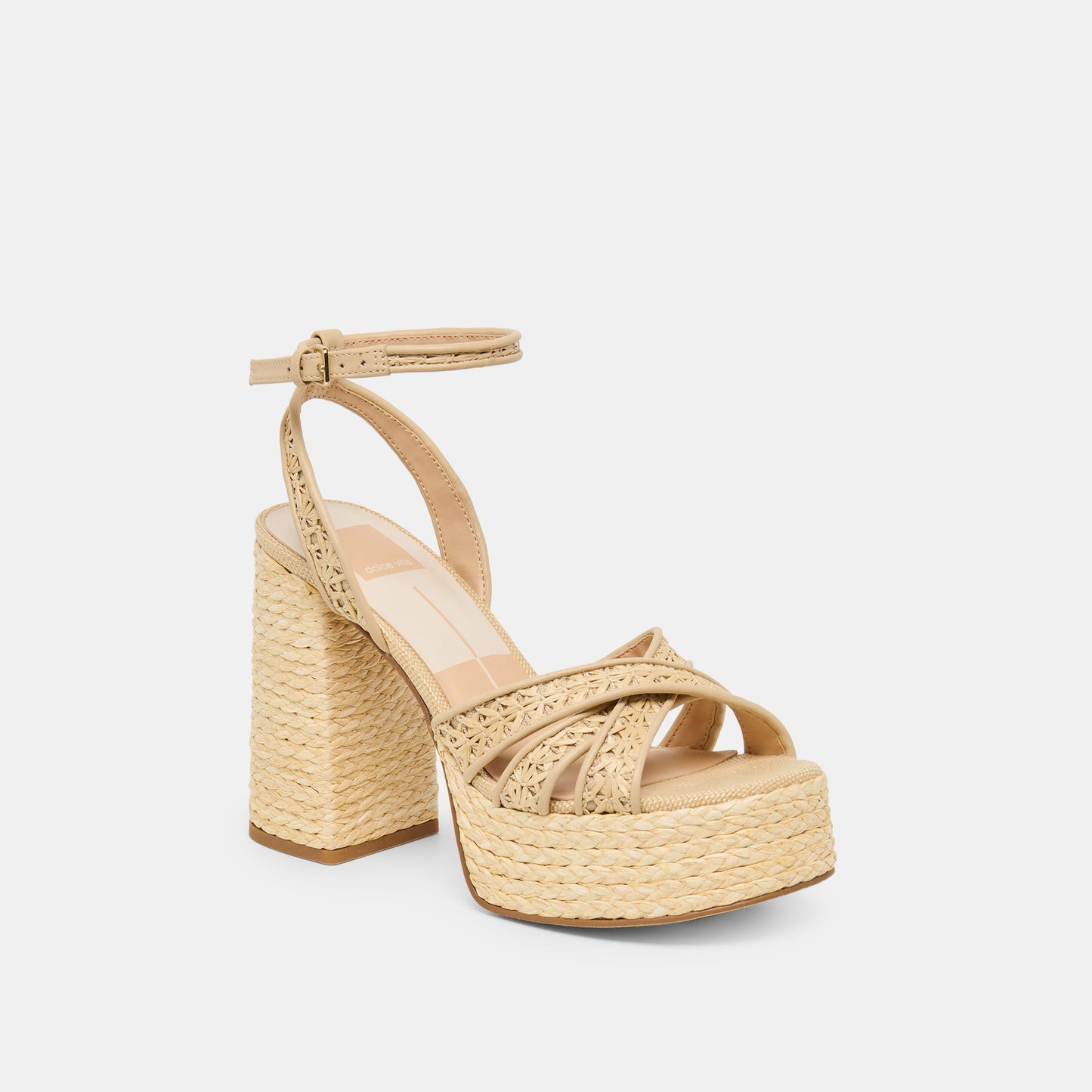 Dolce Vita Danila Lt Natural Cross Hatch Raffia Heels