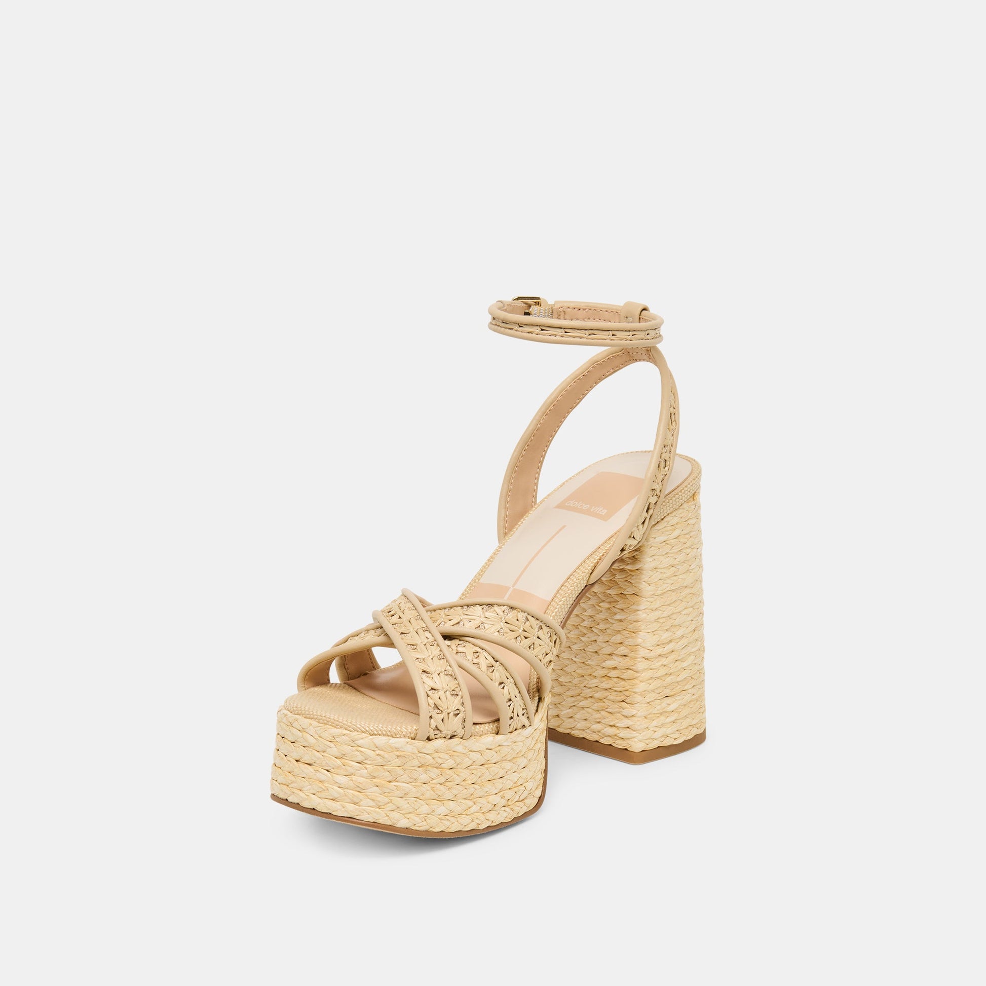 Dolce Vita Danila Lt Natural Cross Hatch Raffia Heels