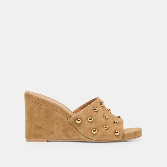 Dolce Vita Holta Stud Lt Brown Suede Wedges