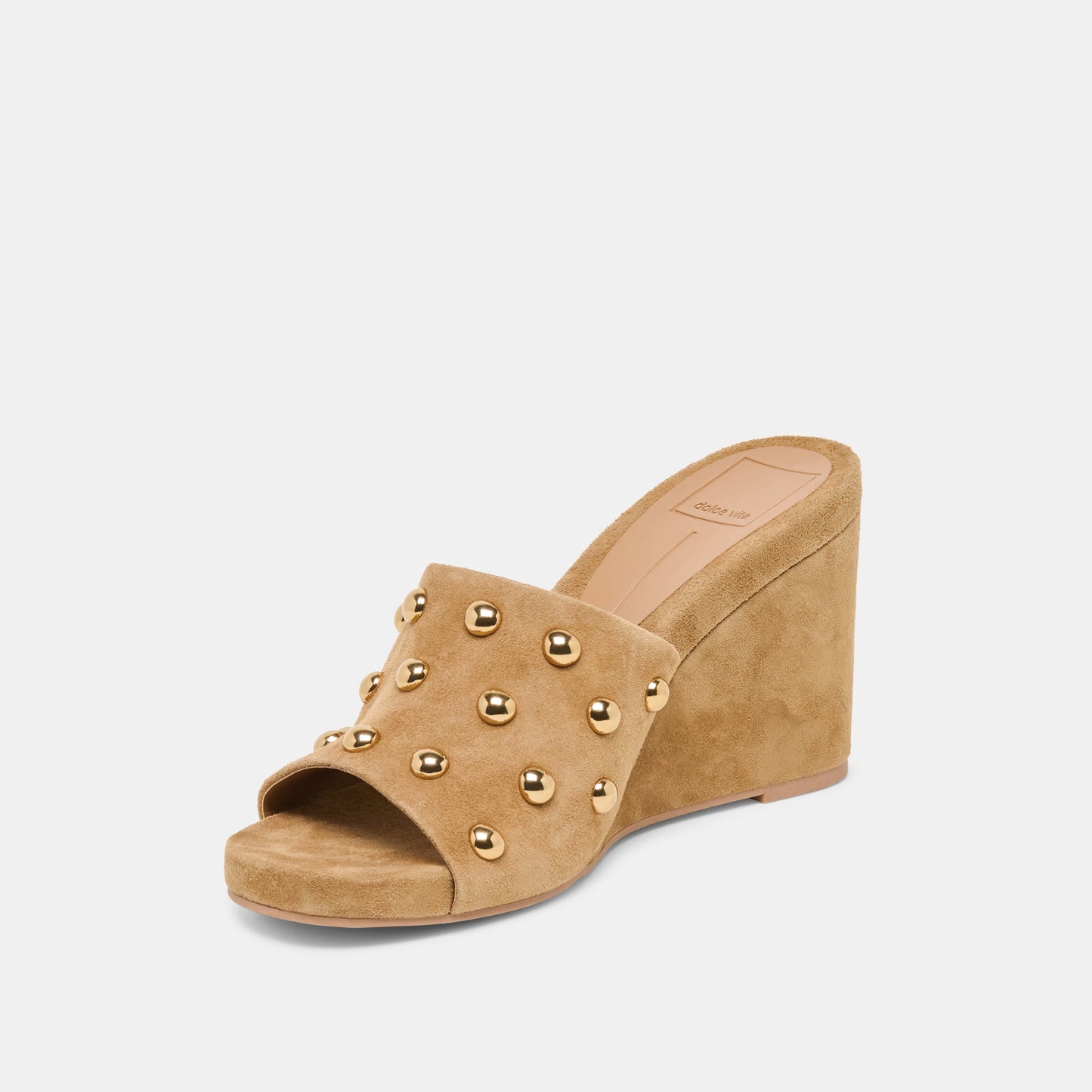 Dolce Vita Holta Stud Lt Brown Suede Wedges