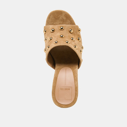 Dolce Vita Holta Stud Lt Brown Suede Wedges