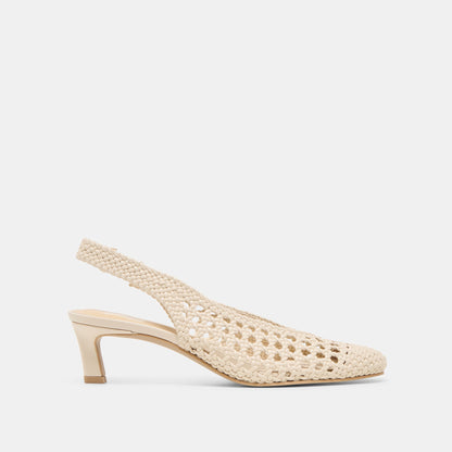 Dolce Vita Fawne Creme Woven Stella Heels