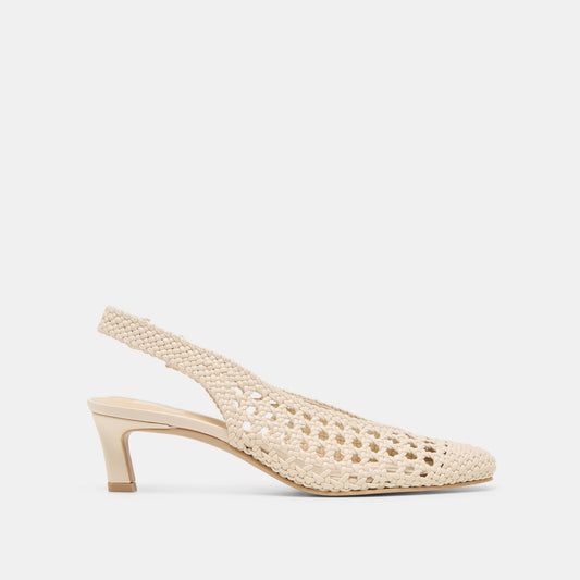 Dolce Vita Fawne Creme Woven Stella Heels