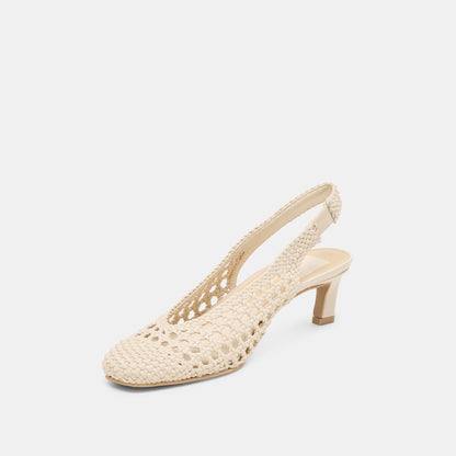 Dolce Vita Fawne Creme Woven Stella Heels