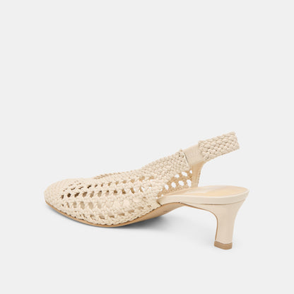 Dolce Vita Fawne Creme Woven Stella Heels