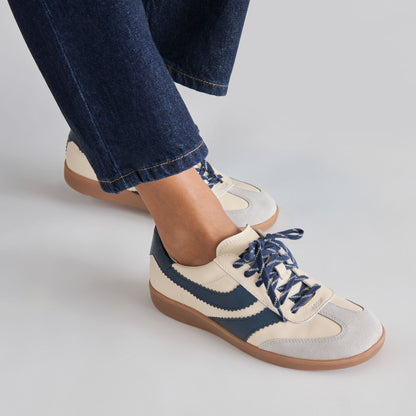 Dolce Vita Merit White Navy Leather Sneakers