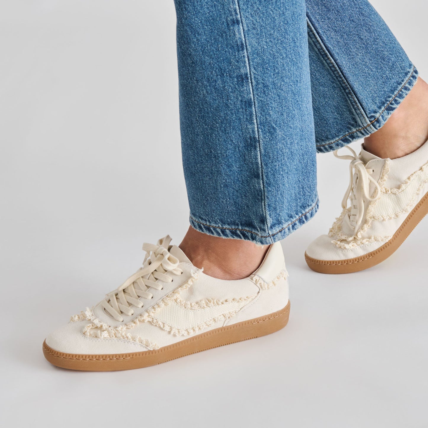 Dolce Vita Notice Lace Ivory Suede Sneakers