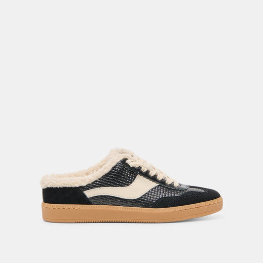Dolce Vita Notice Slide Plush Black Woven Leather Sneakers