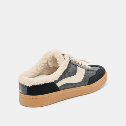 Dolce Vita Notice Slide Plush Black Woven Leather Sneakers