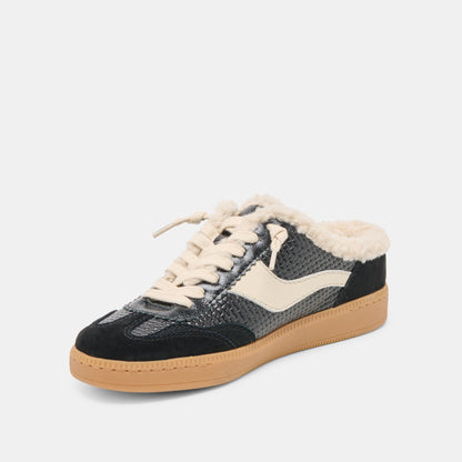 Dolce Vita Notice Slide Plush Black Woven Leather Sneakers