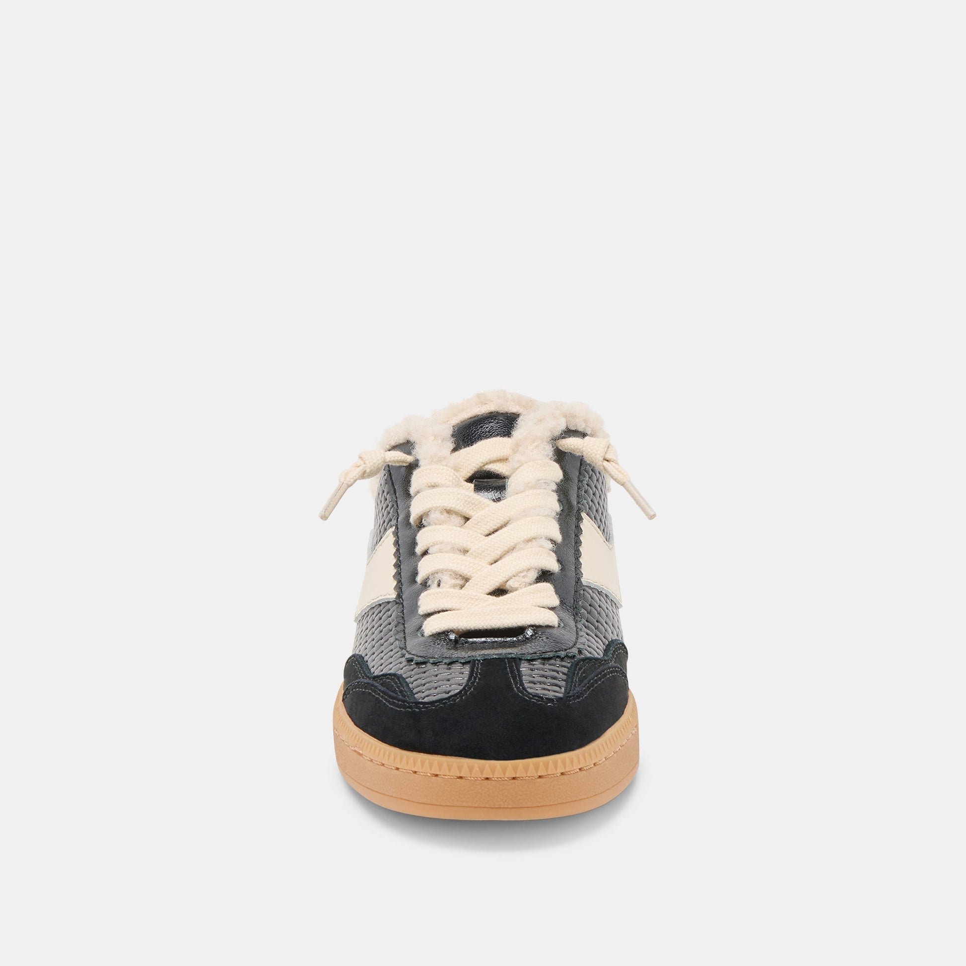 Dolce Vita Notice Slide Plush Black Woven Leather Sneakers